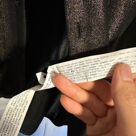 NWT Zara men’s gold black shimmery button up top - Picture 7 of 7